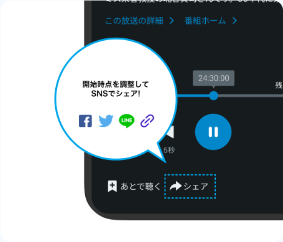 開始時点を調整してSNSでシェア
